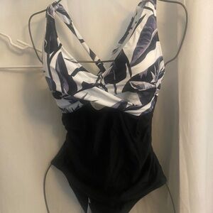 Black and White Women's One-Piece Swimsuit